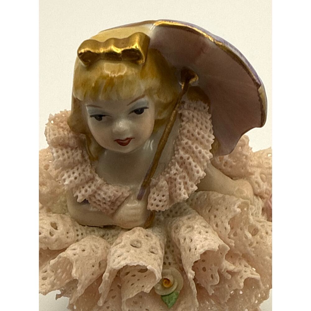 Irish Dresden "Deirdre" with Umbrella Porcelain Figurine - Picture 5 of 6